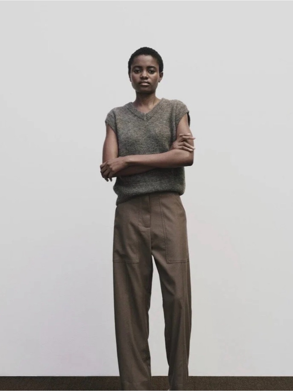 Mijeong Park high-Rise Wide-Leg Utility Pants in Brown